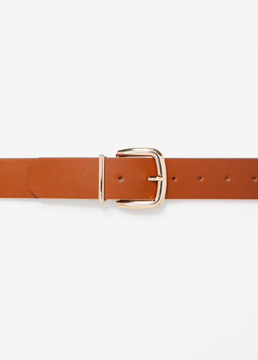 Gold Buckled Faux Leather Belt