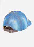 Floral Applique Denim Baseball Hat