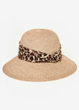 Animal Trimmed Straw Bucket Hat