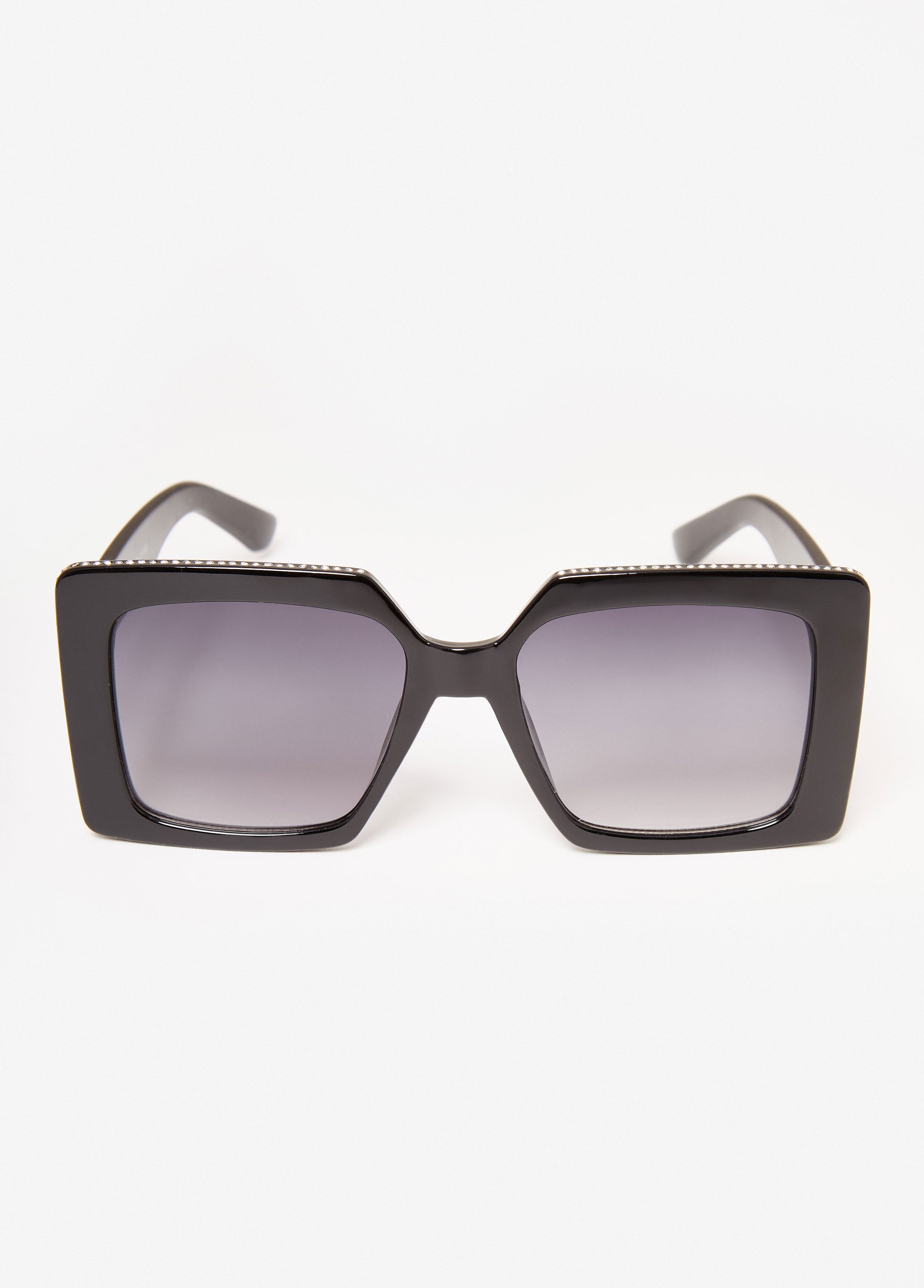 Trendy Oversized Rhinestone Square Shades Affordable Tinted Sunglasses