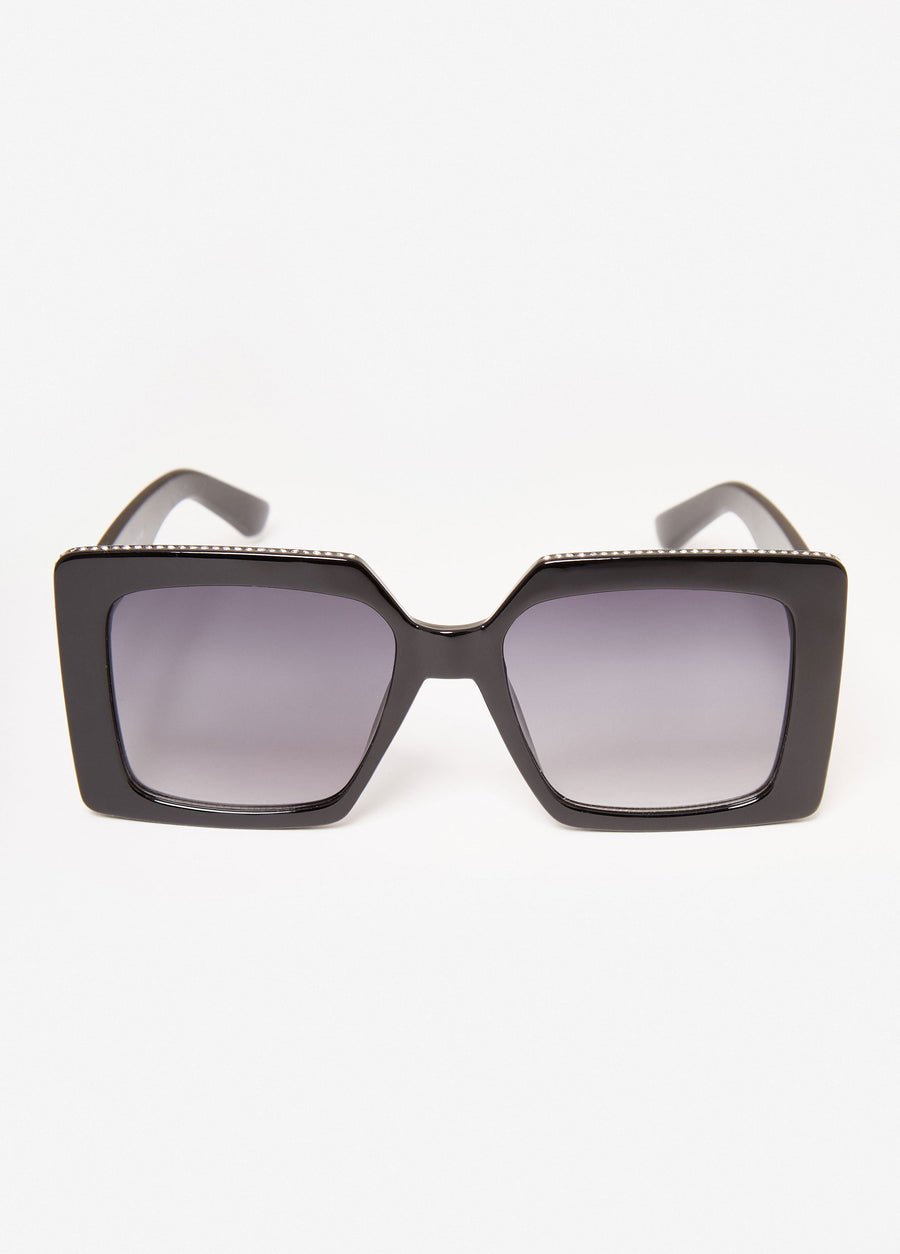 Trendy Oversized Rhinestone Square Shades Affordable Tinted Sunglasses