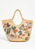Flower Print Straw Tote