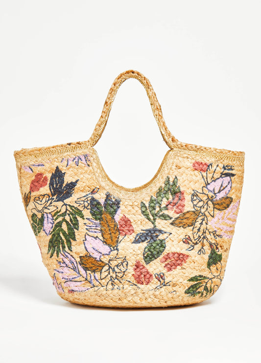 Trendy Straw Bag Summer Tote Bag Flower Print Raffia Shoulder Bags