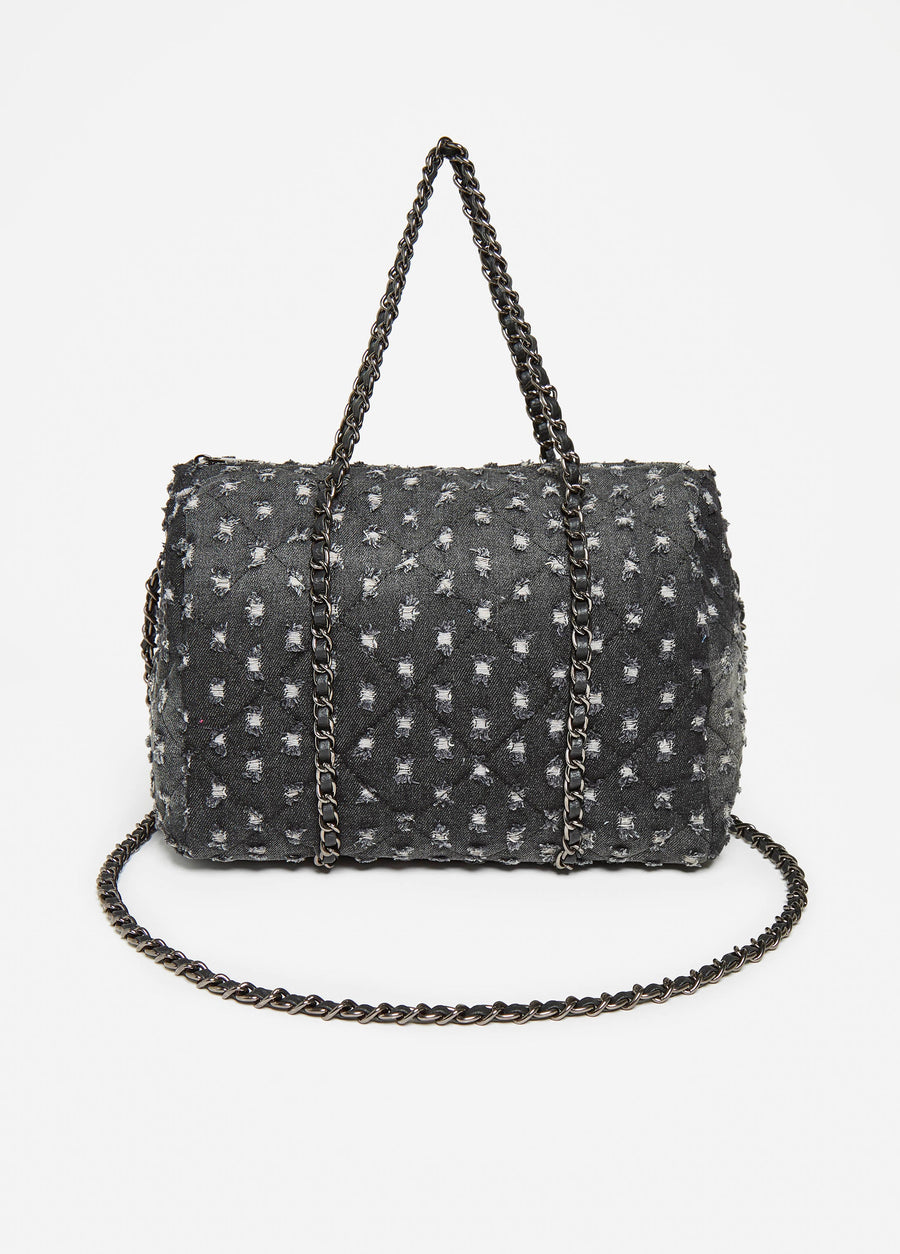 Distressed Denim Satchel