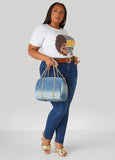 Distressed Denim Satchel