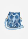 Distressed Denim Buckle Bag