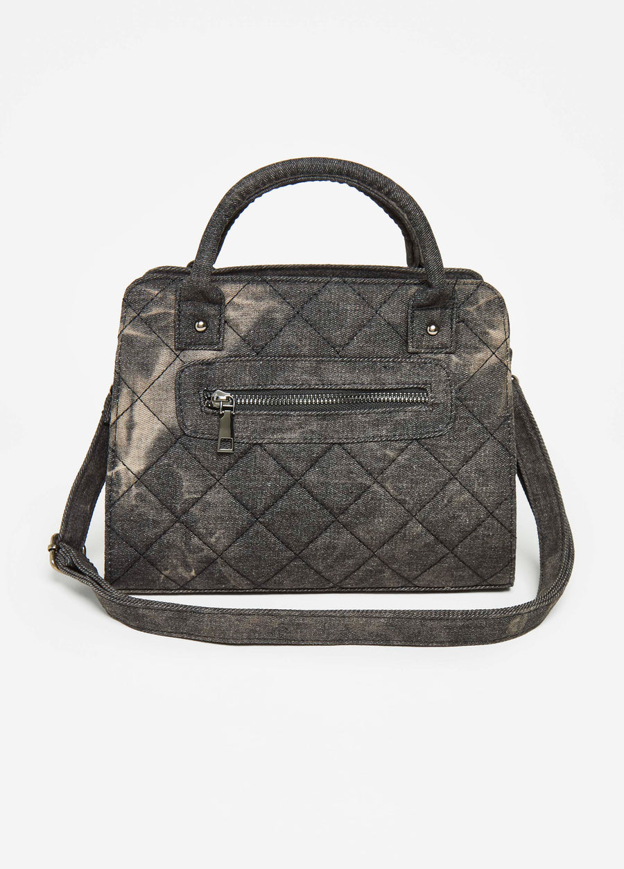 Distressed Denim Buckle Bag