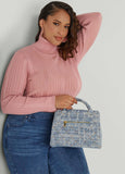 Textured Denim Satchel