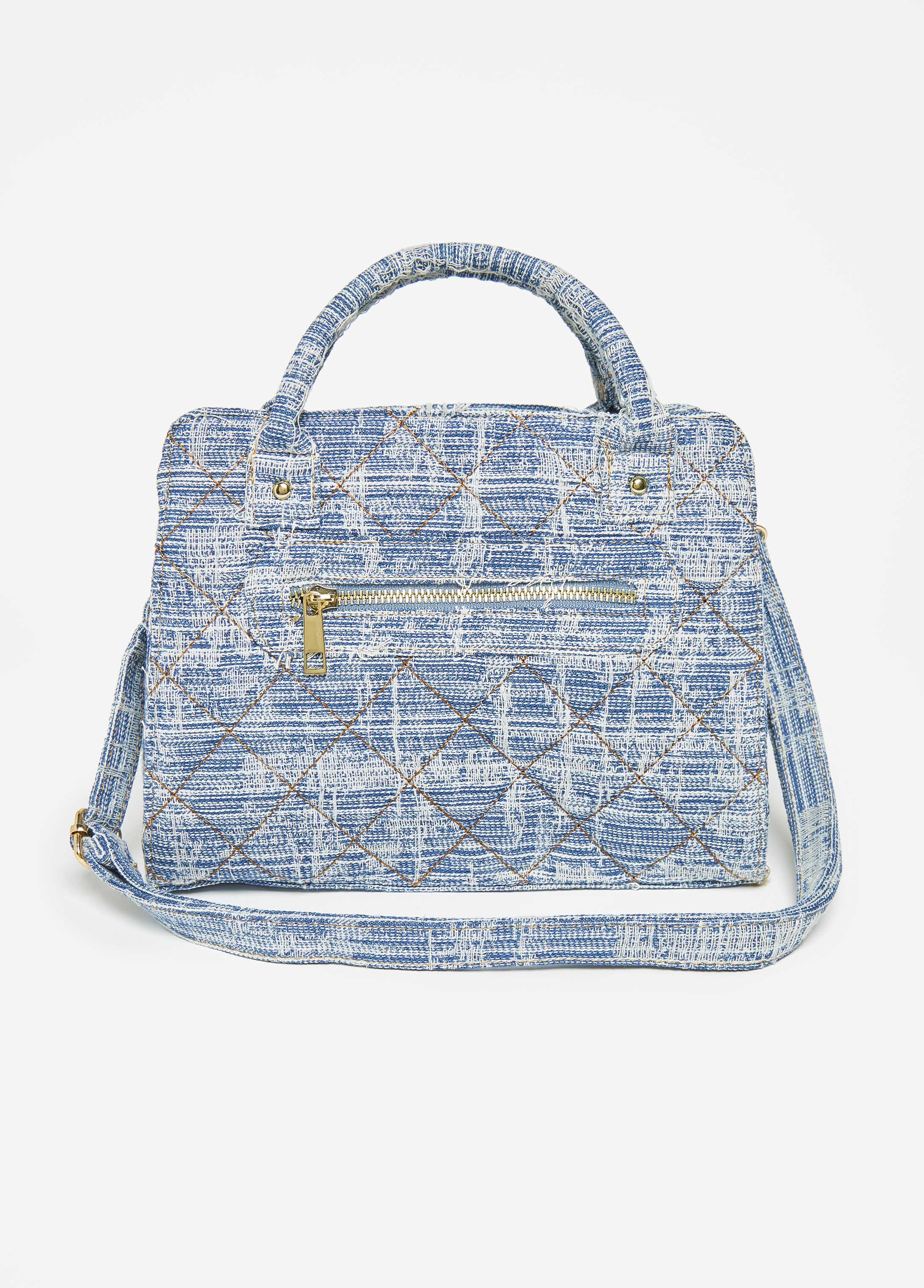 Textured Denim Satchel
