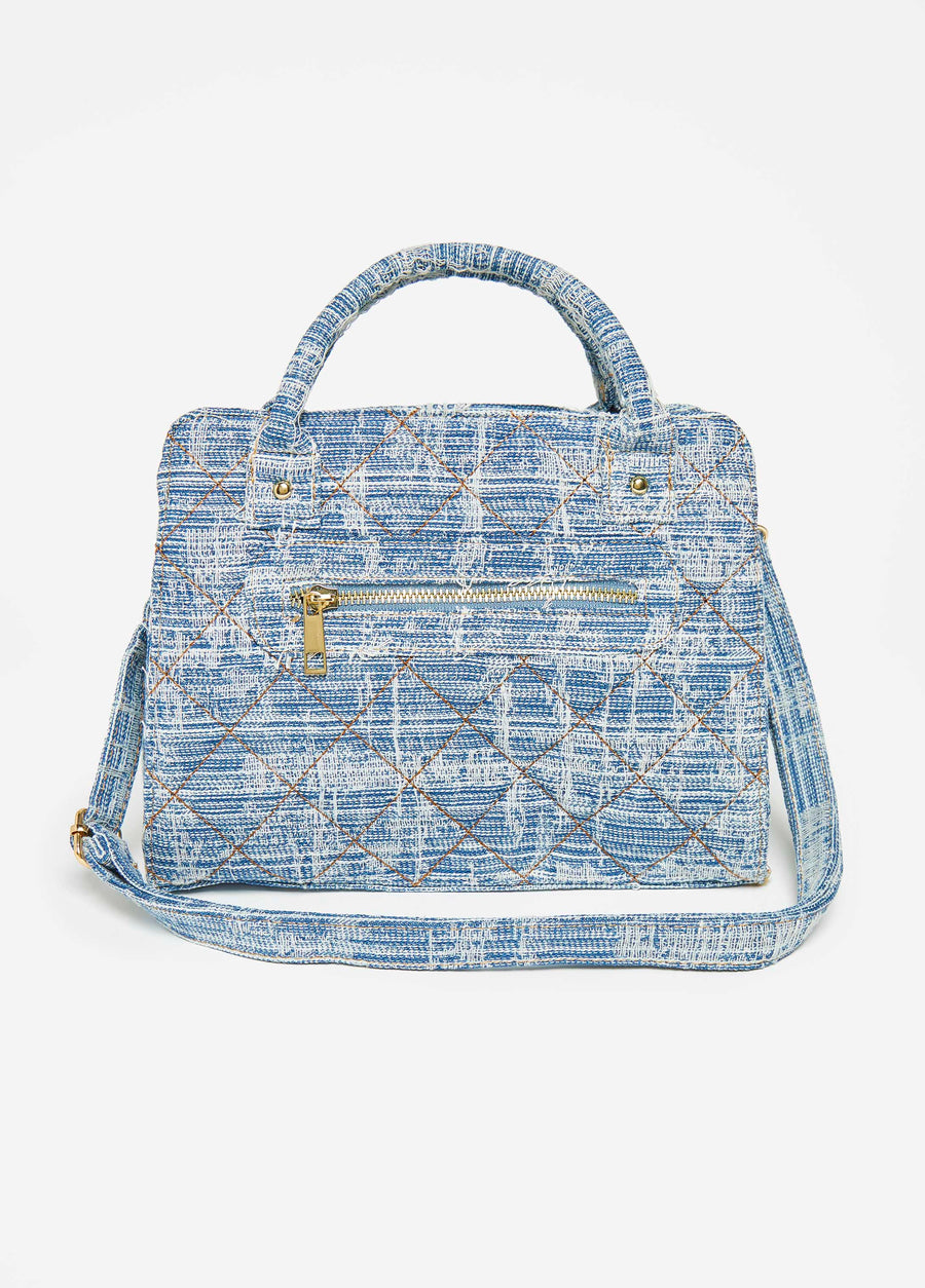 Textured Denim Satchel