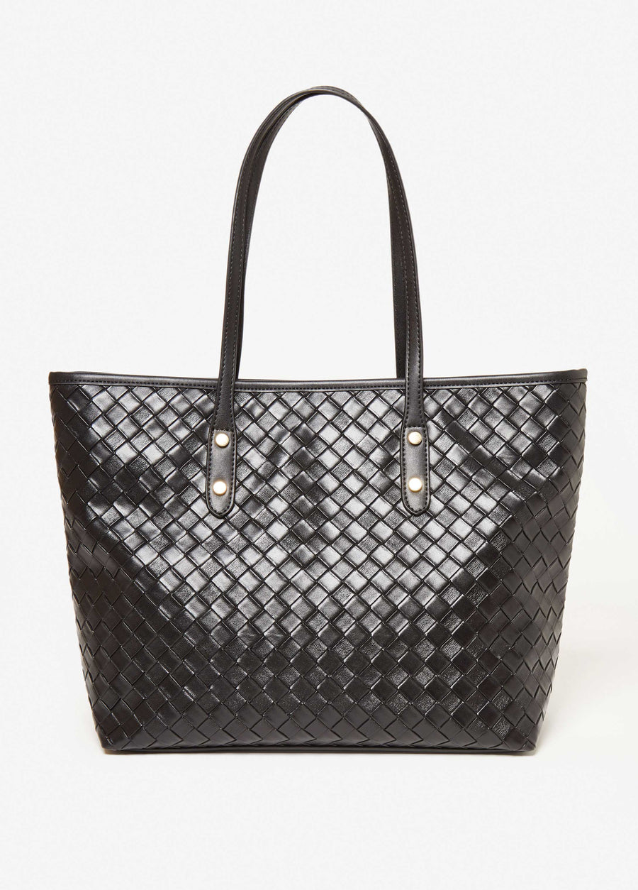 Basketweave Faux Leather Tote