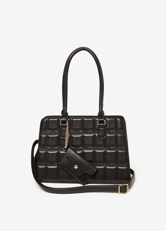 Quilted Faux Leather Satchel