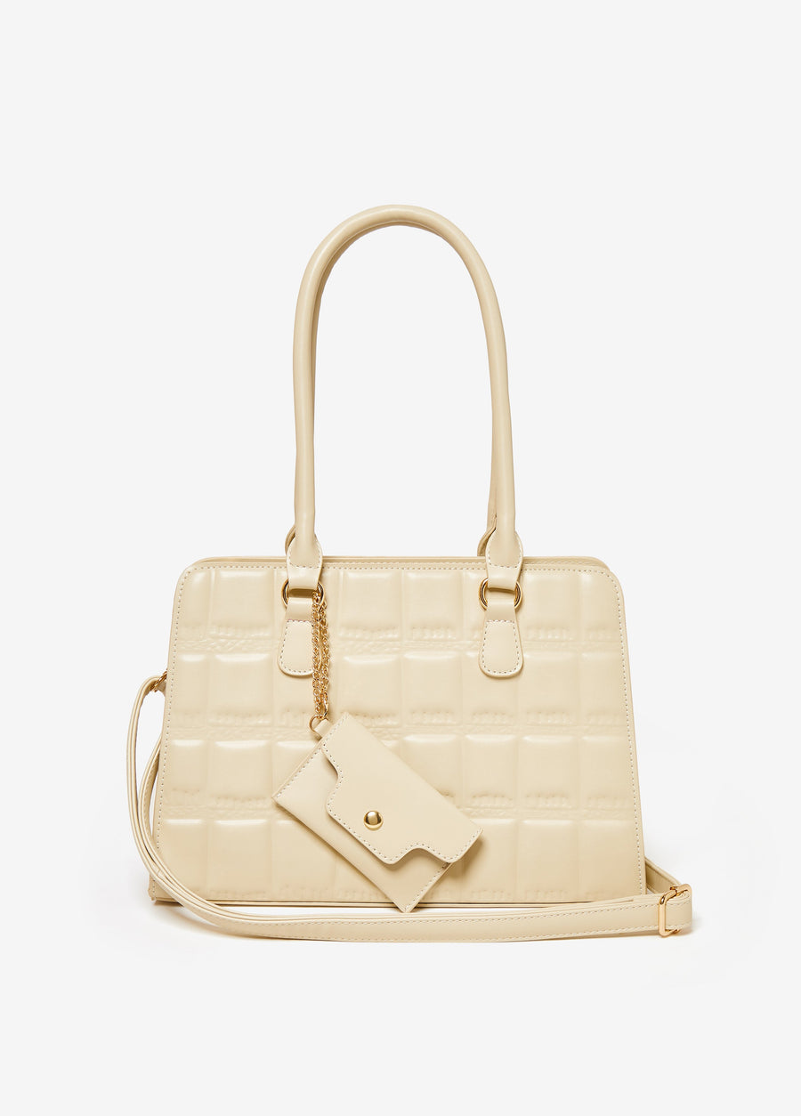 Puff Effect Faux Leather Satchel