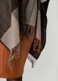 Reversible Fringed Plaid Ruana