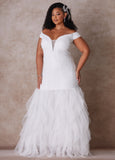 Plus Size White Wedding Gown Off The Shoulder Mermaid Bridal Gown	
