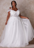 Plus Size Princess Wedding Gown Plus Size Cold Shoulder Bridal Gown	