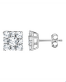 1 Ct.t.w. Round Cut Lab Grown Diamond Stud Earrings in Sterling Silver,  G Color, SI Clarity, Push Back, Dainty Jewelry for Women, Gift Box Included
