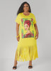 Tropical Fringed T Shirt Dress